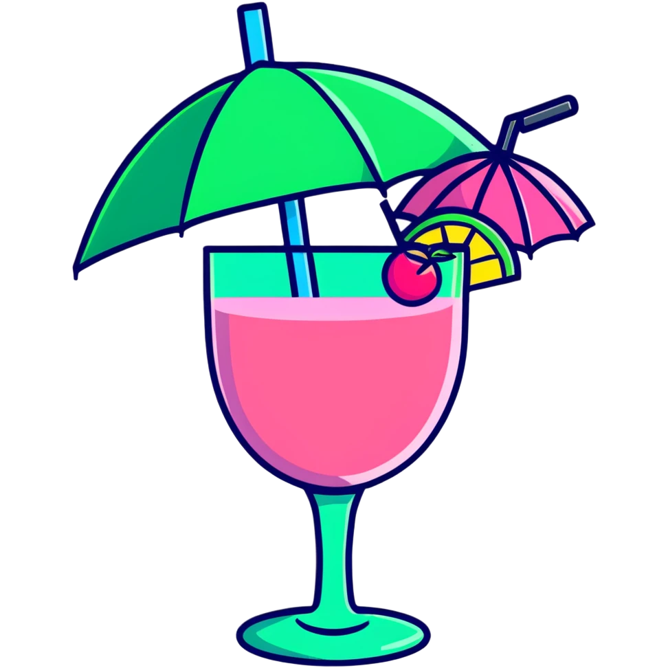 Pink tropical cocktail with umbrella garnish emoji