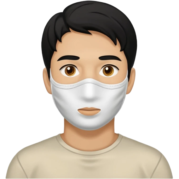 black hair man with white full clay face mask on emoji