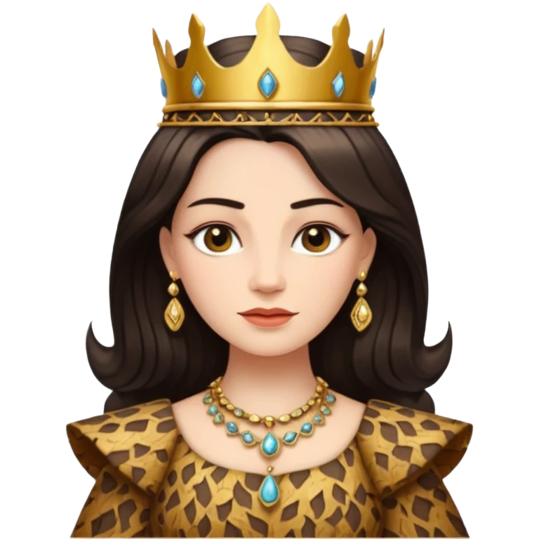 Queen wearing a bark-patterned dress emoji