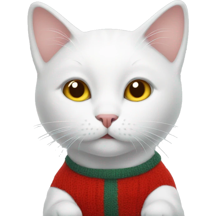 white cat in red sweater emoji