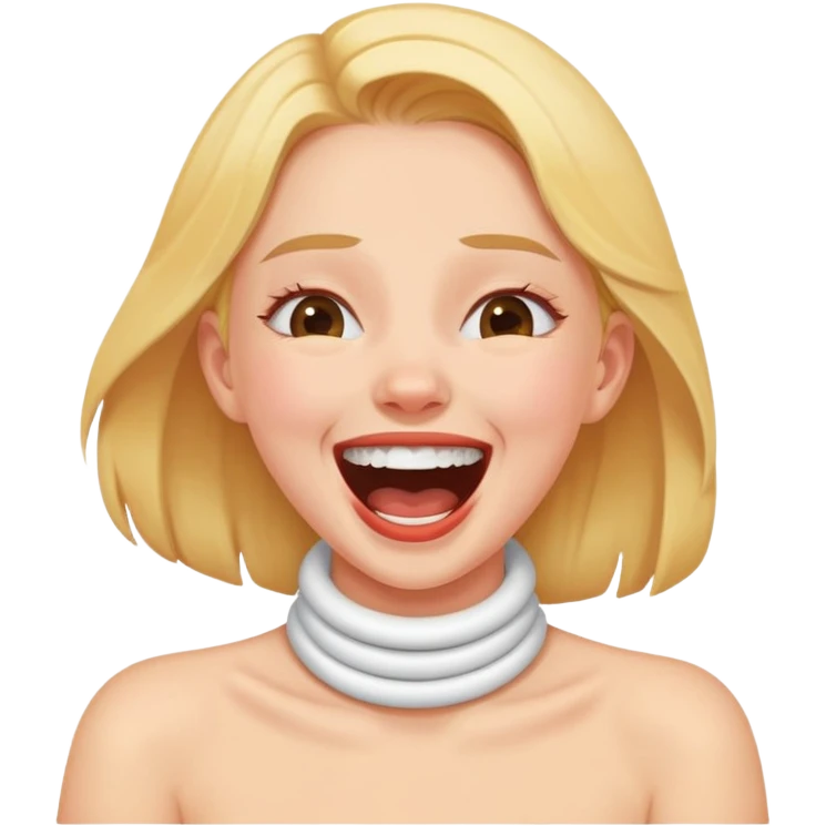 girl chockin her neck and laughing  emoji