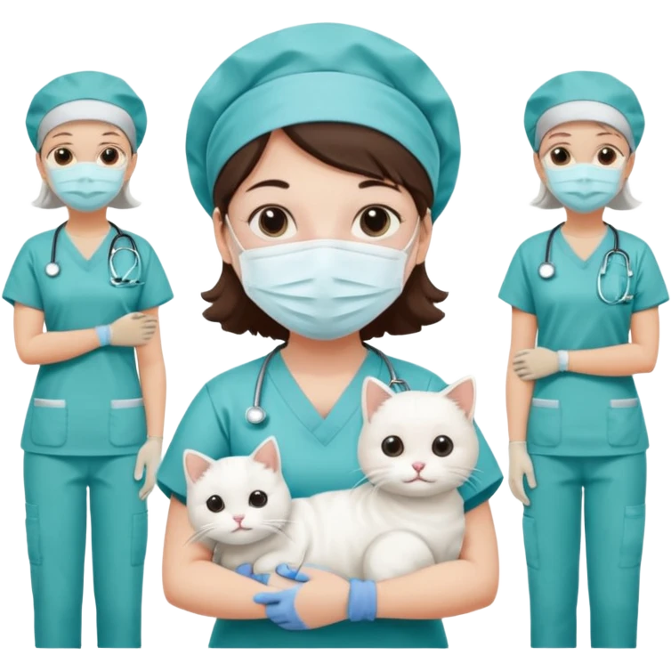 scrub nurse with cats and operation  bedds emoji