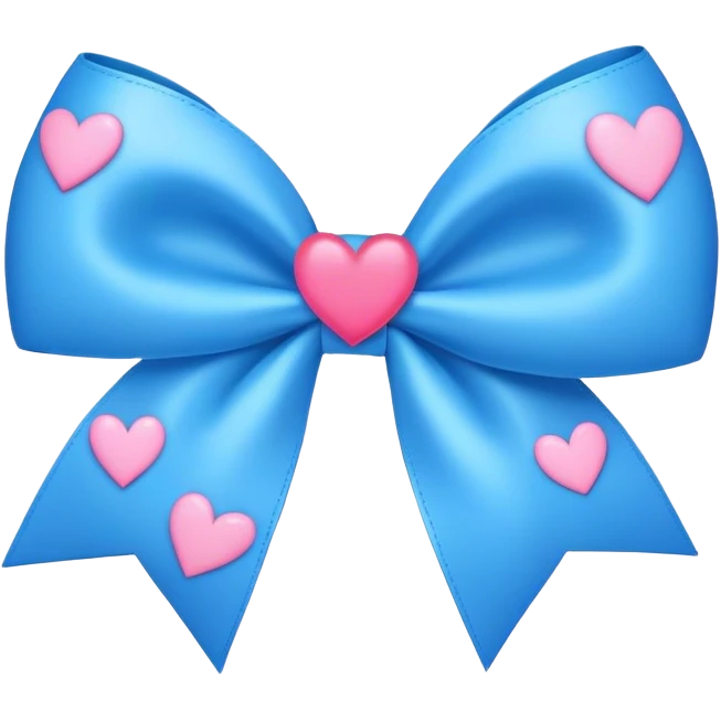 Blue Bow surrounded with pink hearts  emoji