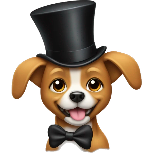 Dog poops in top hat emoji