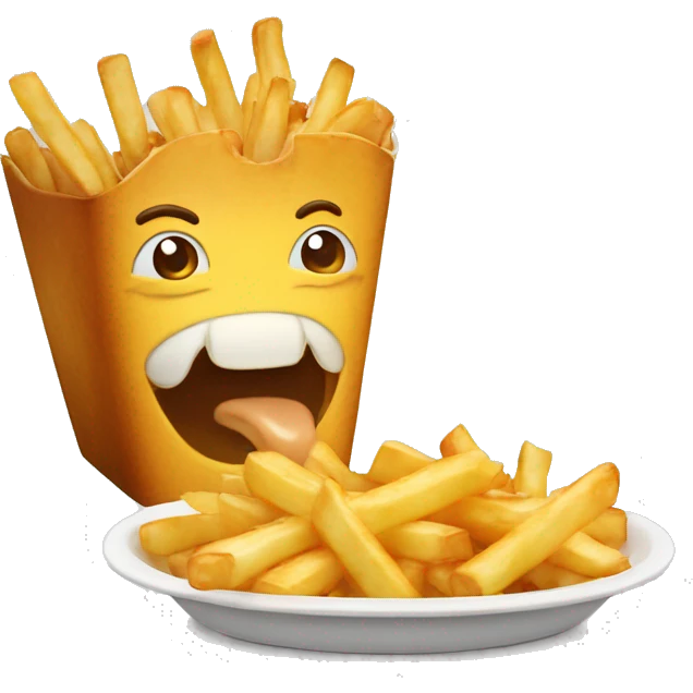 Monsieur qui mange une poutine emoji