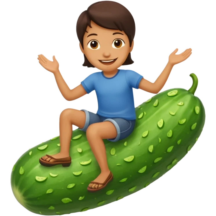 riding a cucumber emoji