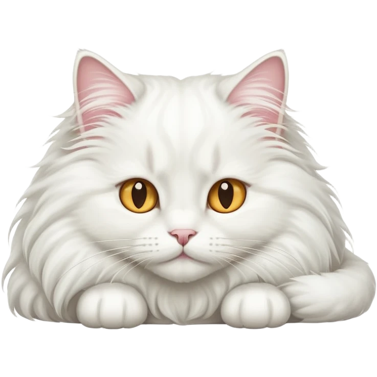 Long-haired white cat lying emoji