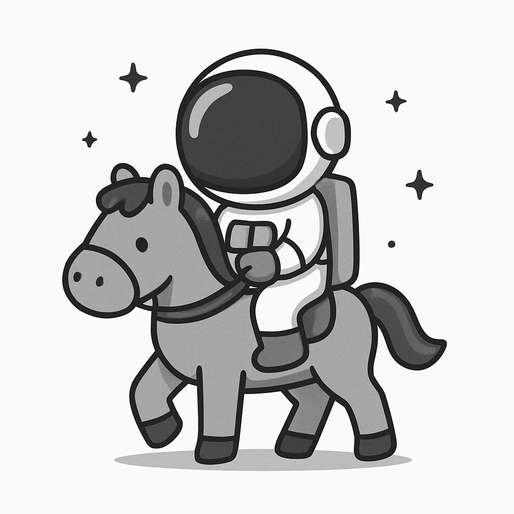 astronaut on horseback with stars in background emoji