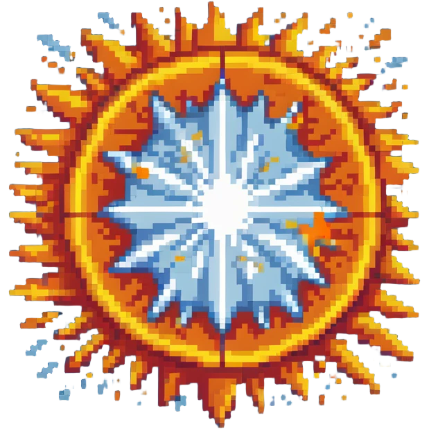 Bomberman explosion center tile animation frame 3, fading fiery explosion core, yellows and oranges, more transparency at edges, explosion starting to dissipate emoji