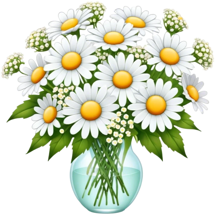 daisy and babies breath bouquet  emoji