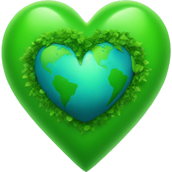 Green heart and earth emoji