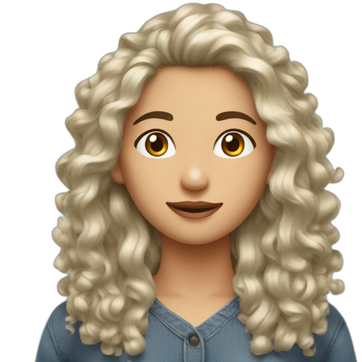 une meuf brunne avec les cheveux bouclé et long emoji