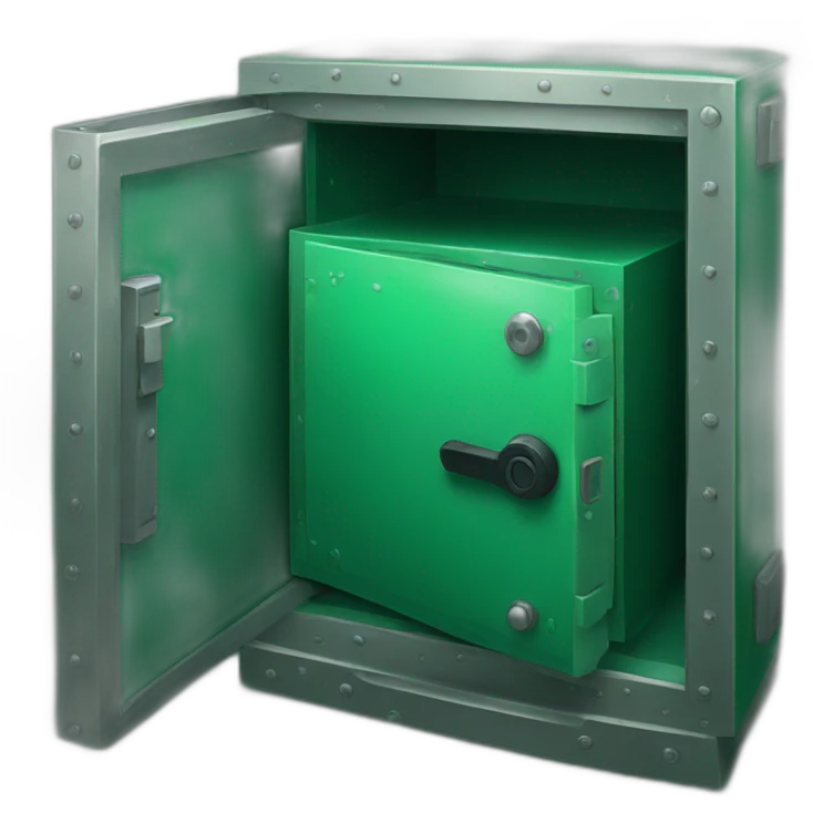 open safe in the middle of the emerald emoji