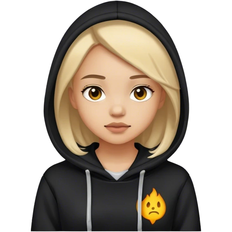 Girl wearing a black hoodie emoji