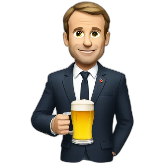 Macron with beer emoji