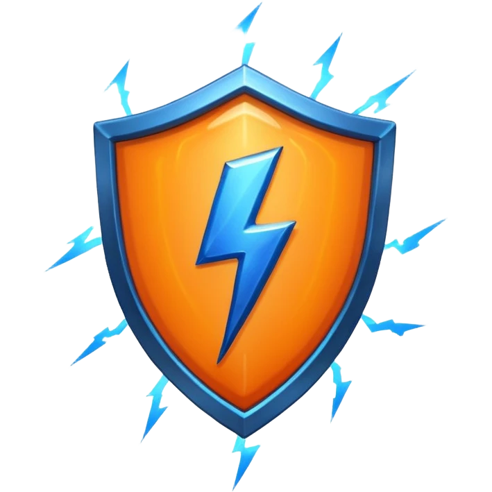 Orange shield with lightning emoji