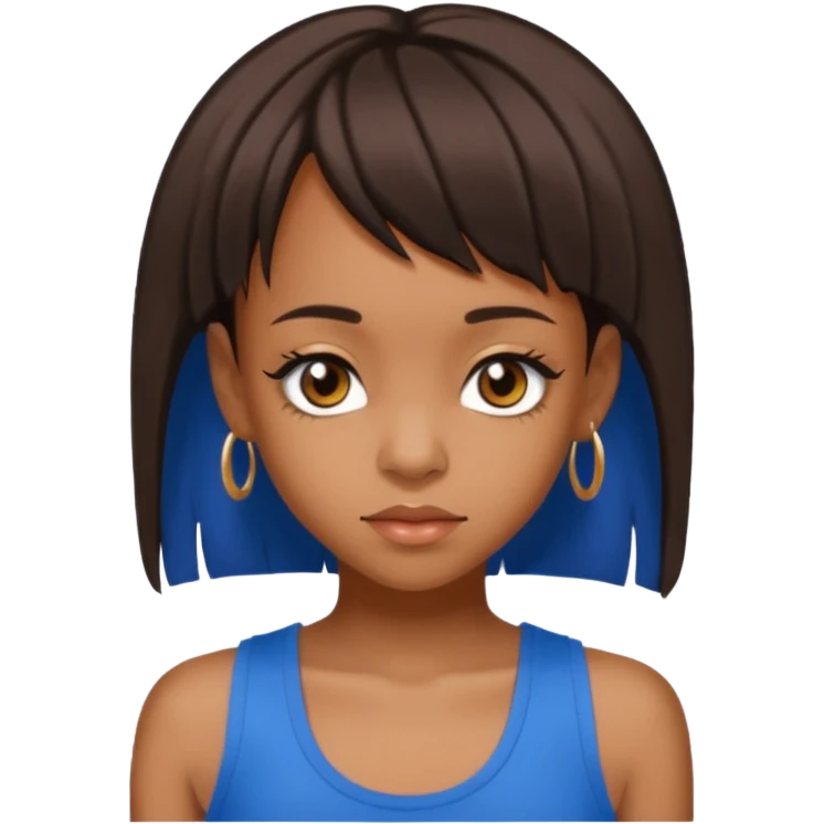 Lisa Left Eye Lopes brown eyes dark brown hair, blue tank top emoji