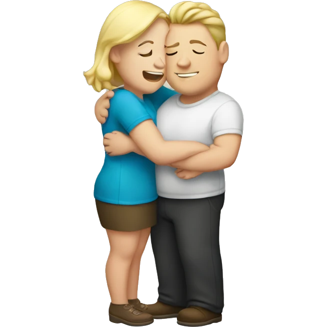 White chubby couple hugging  emoji
