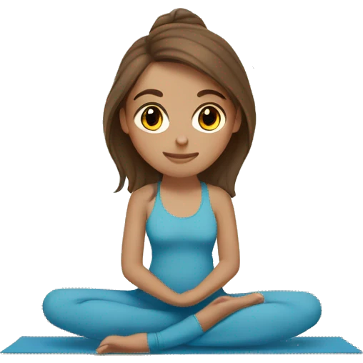 White girl brown hair brown eyes doing yoga  emoji