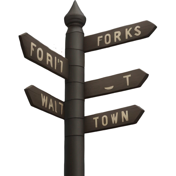 Twilight Inspired Emoji : Forks, Washington Signpost – A “Forks” town sign, maybe with some rainy or misty details, would represent the small-town setting of the story. emoji