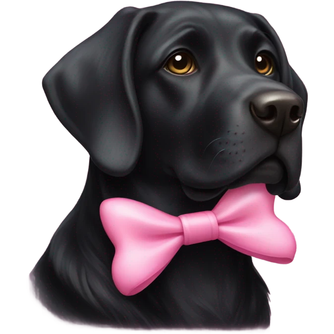 Black lab dog with pink bow  emoji