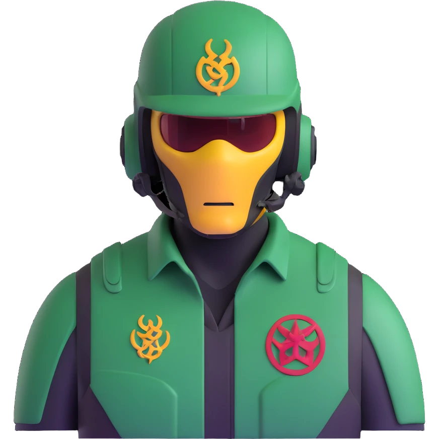 agent with hydra marvel symbol on helmet emoji