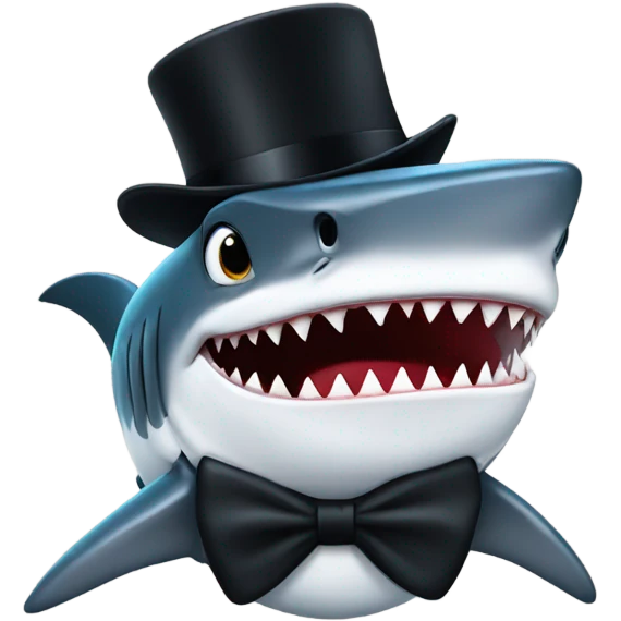 Shark with a top hat emoji
