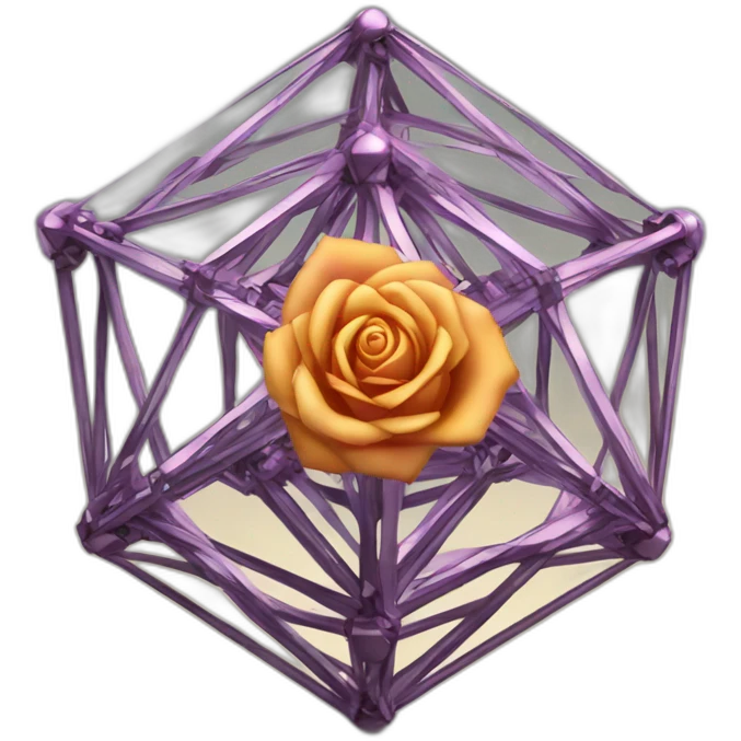 Digital mechanical rose in a octahedron emoji