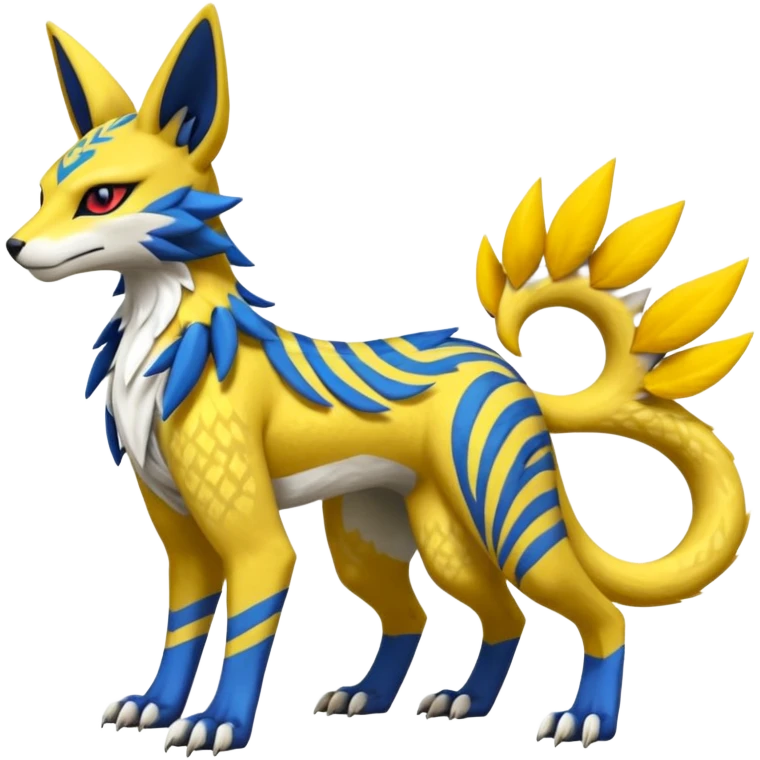 Tribal Tropical Renamon-Zeraora-Bastet-Latias-Vernid-Sergal-fusion-hybrid-creature emoji