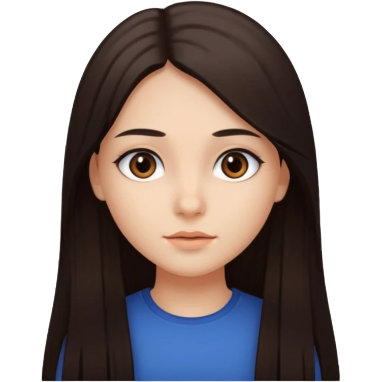 Can you make a girl with dark brown eyes with dark brown hair straight long hair emoji