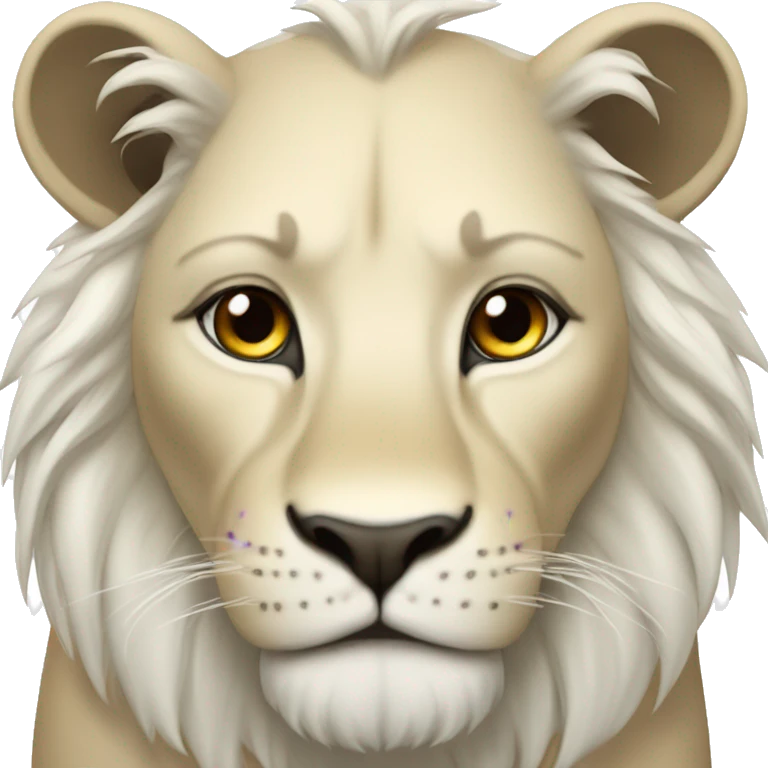 Lion blanc les yeux vers emoji