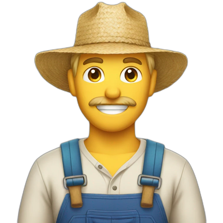 blonde male farmer with straw in mouth emoji