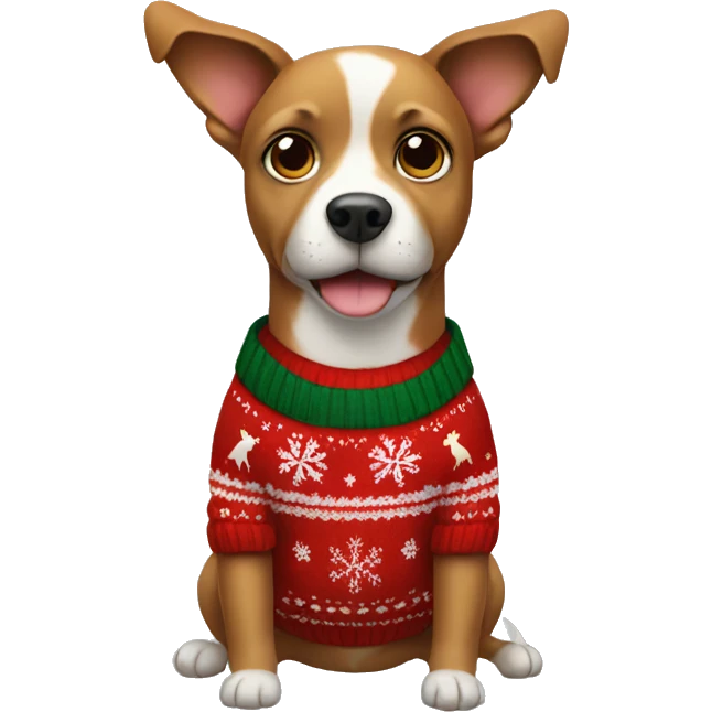 Dog wearing Christmas sweater  emoji