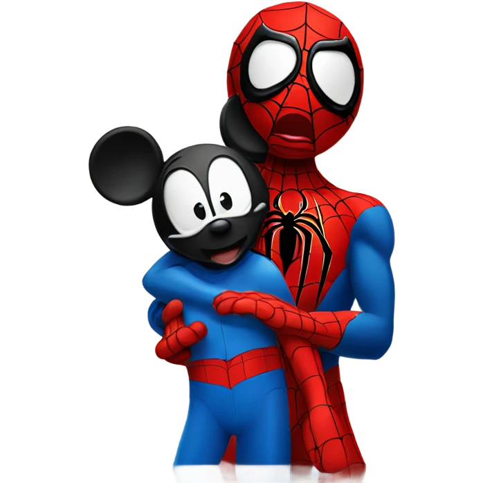  Spider-man hugging with mickey mouse emoji