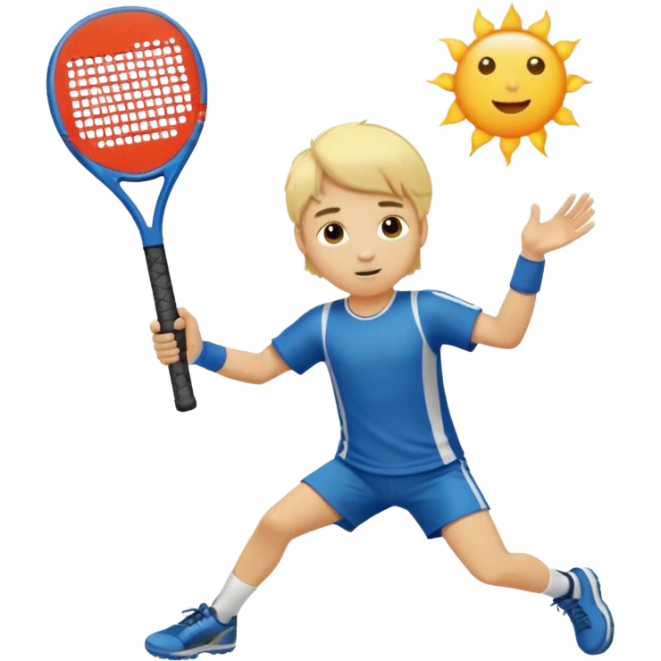 Chico  rubio bajo el sol jugando padel  emoji