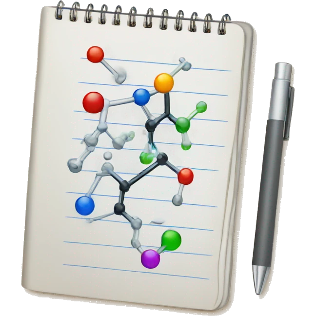 notebook with chemistry note emoji