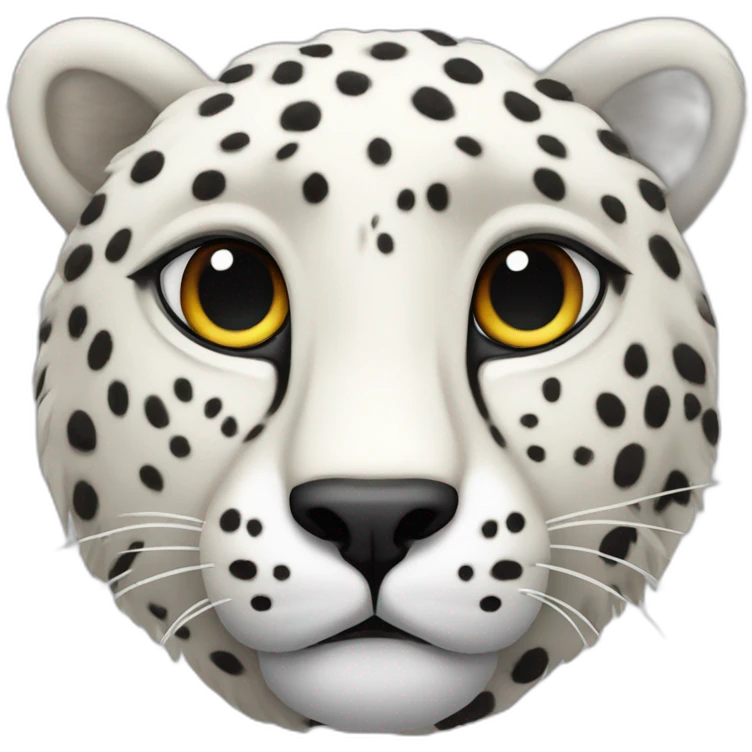 white cheetah with a black woolen mane all around the head emoji