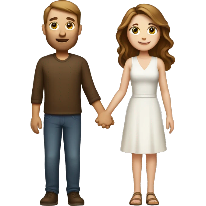 White couple with brown hair holding hands emoji