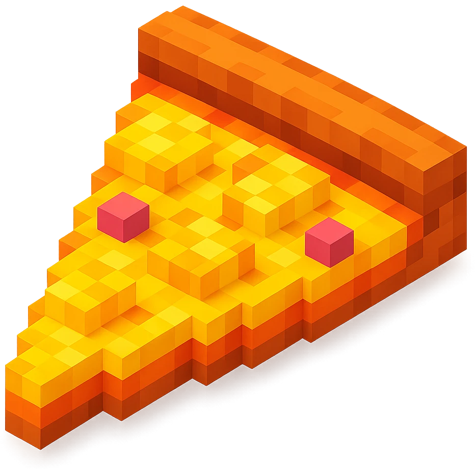 voxel style pizza with pineapple and extra cheese, close-up view emoji