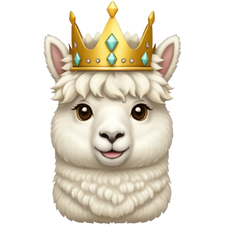 white fluffy king alpaca wearing a golden crown emoji