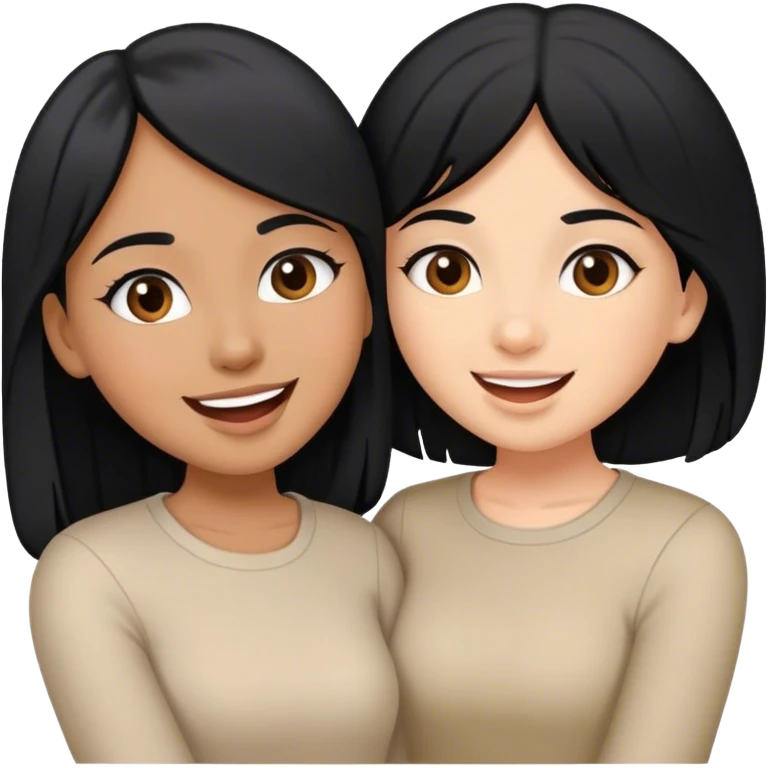 Sisters with black hair having fun with eachother emoji