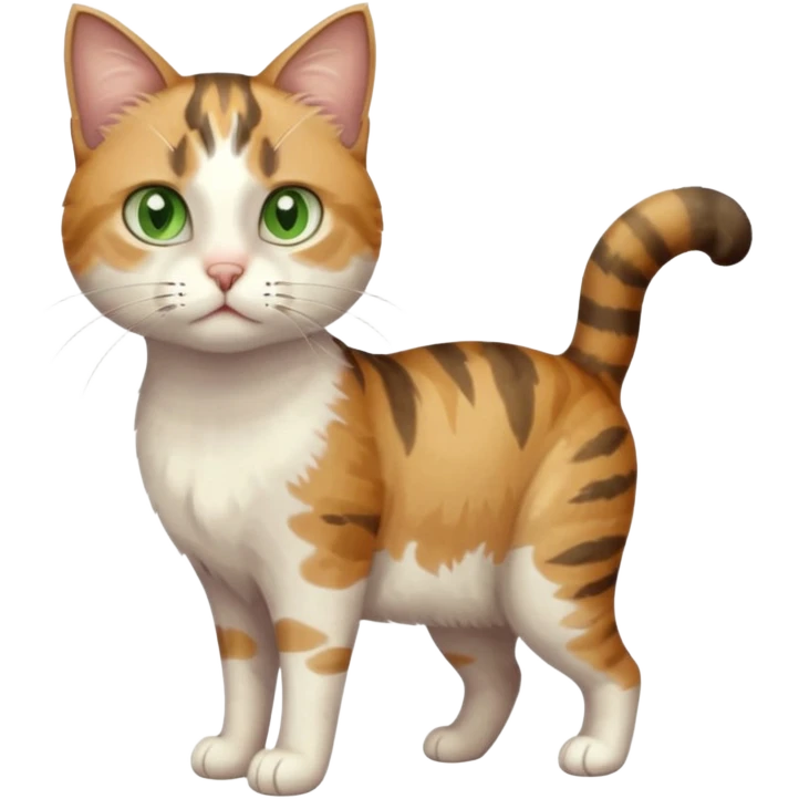 full body anxious looking colourful patchy light calico tabby cat emoji