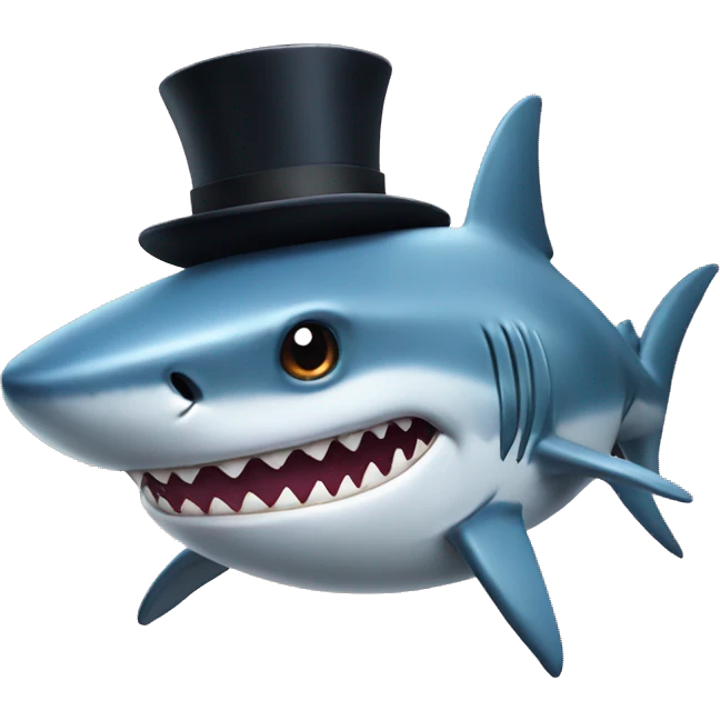 Shark with a top hat emoji