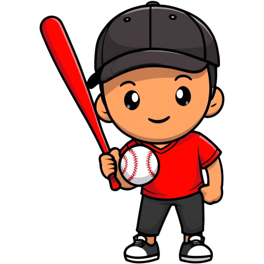 boy avatar with baseball cap and red t-shirt emoji
