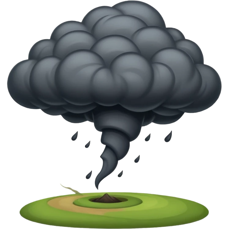 A thick dark funnel cloud sweeping across open plains. emoji