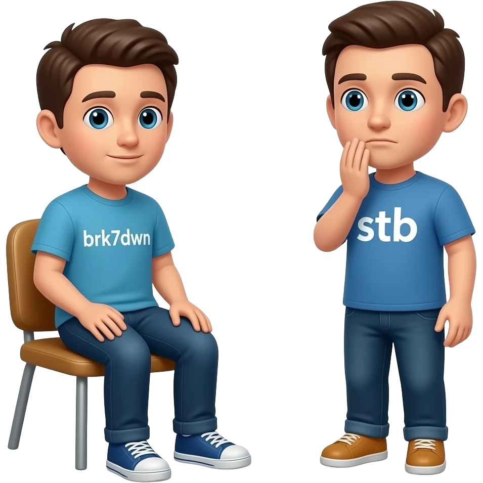 2 bande ho 1 kursi pr baitha or 1 niche maafi mang raha ho kursi wala pr likha ho brk7dwn or niche wale pr stb cartoon vibe emoji