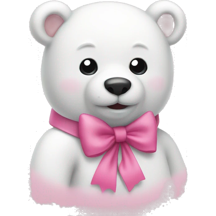 White Bear wearing a pink bow going to the bathroom emoji