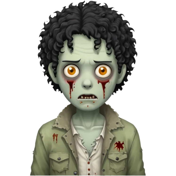 Zumbi com cabelo cacheado preto  emoji