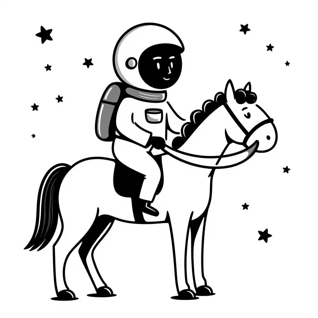 astronaut on horseback with stars in background emoji