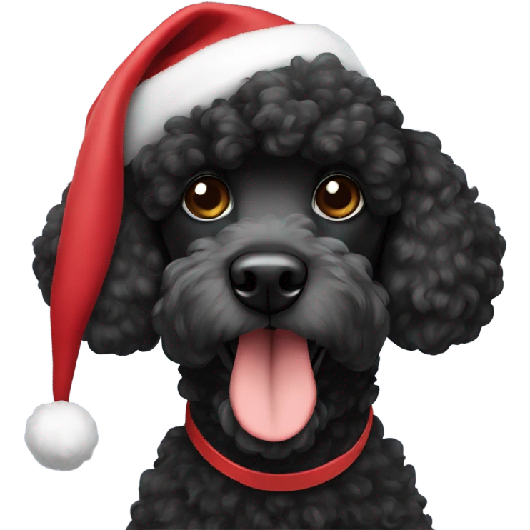 Black poodle in Christmas hat emoji